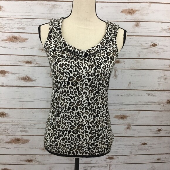 Ann Taylor Stretchy Sleeveless Top Women Petites Size SP Animal Print - Picture 1 of 8